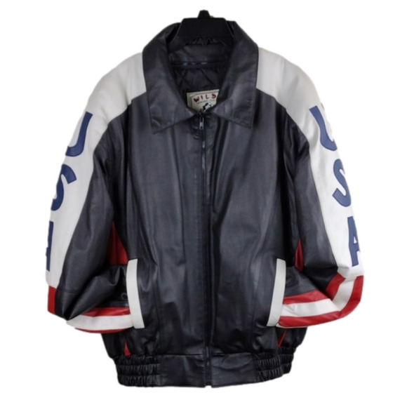 Wilda Other - WILDA Black Genuine Leather USA Bomber Jacket Coat